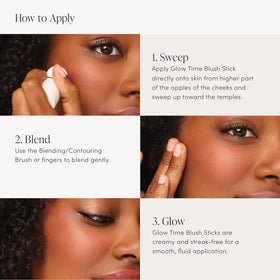jane iredale blush stick on cheeks in lifestyle shot for natural radiant glow