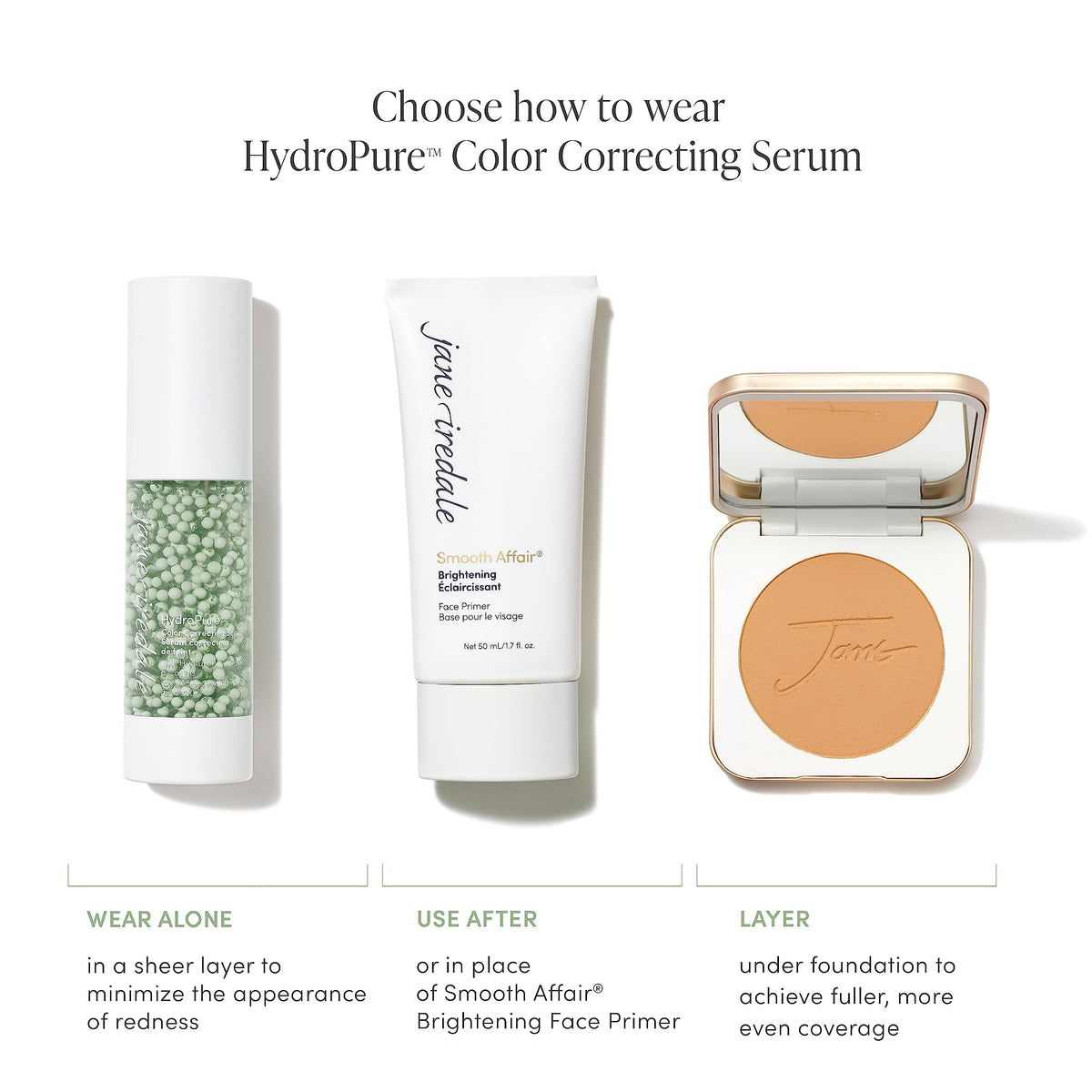 jane iredale on vanity beside towel for a hydrated, dewy routine lifestyle shot