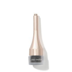 jane iredale Mystikol Smoky Quartz front view showing compact pot and cap brush, travel-ready benefit