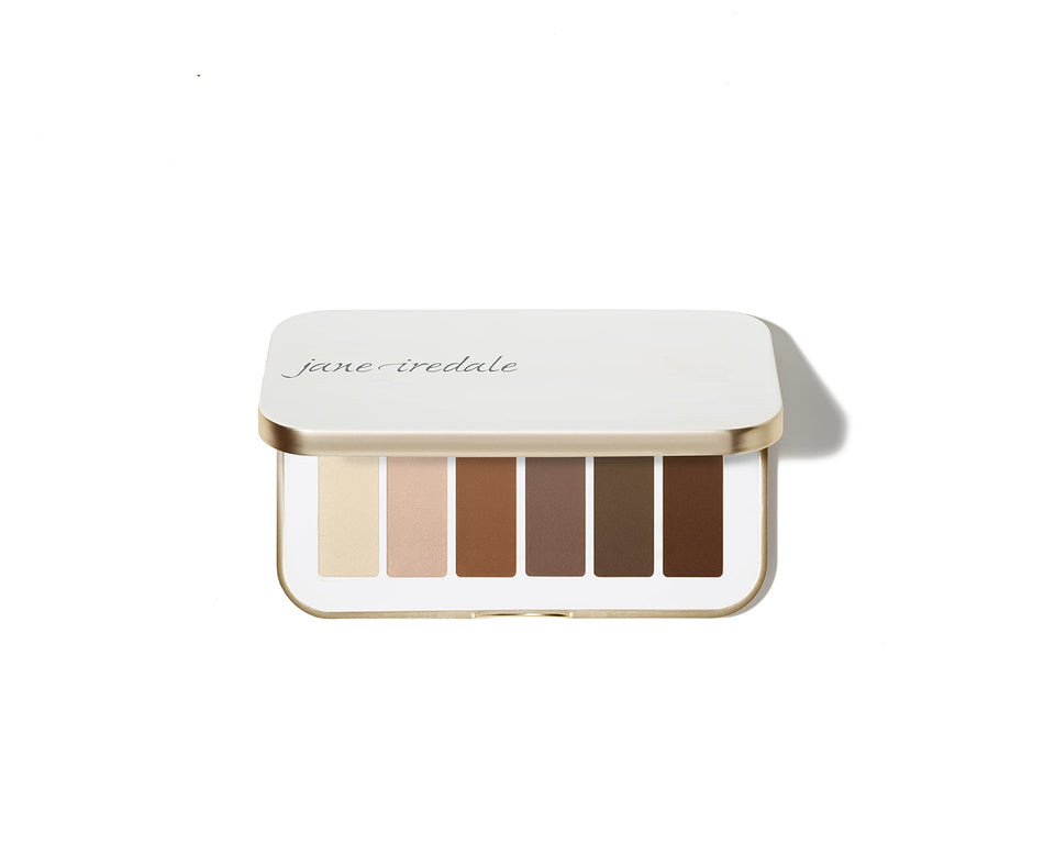jane iredale palette front packaging shows six matte shades and benefits easy coordination