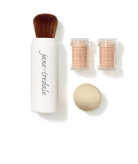 jane iredale brush front view showing refillable SPF powder and sleek design for travel