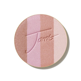 jane iredale refill front pan showing four shimmer shades and portable design benefit