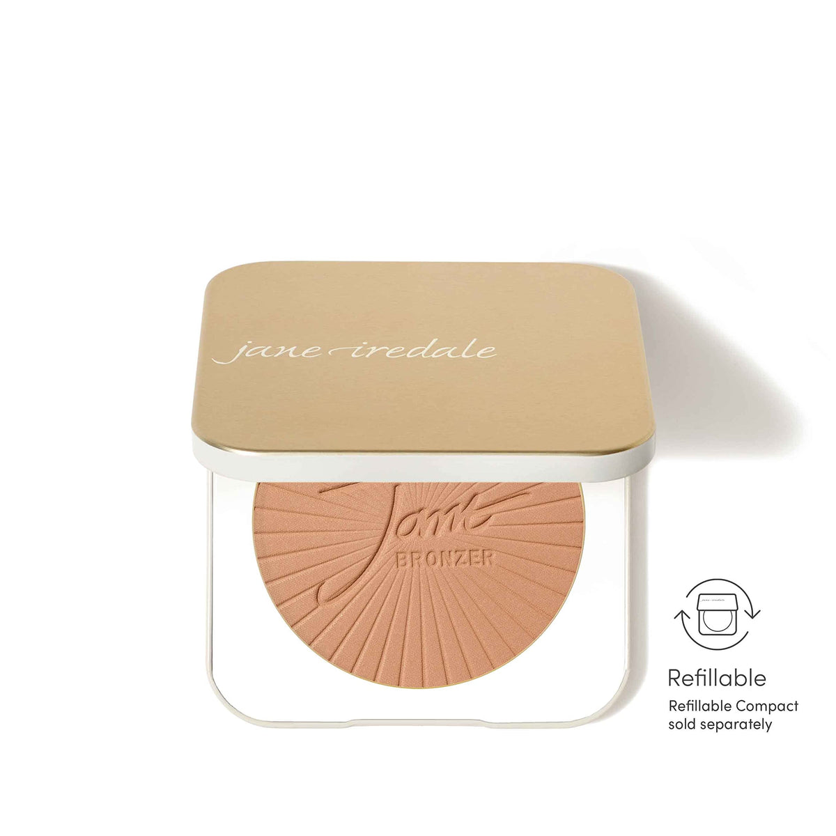 jane iredale bronzer swatched on forearm showing buildable color payoff