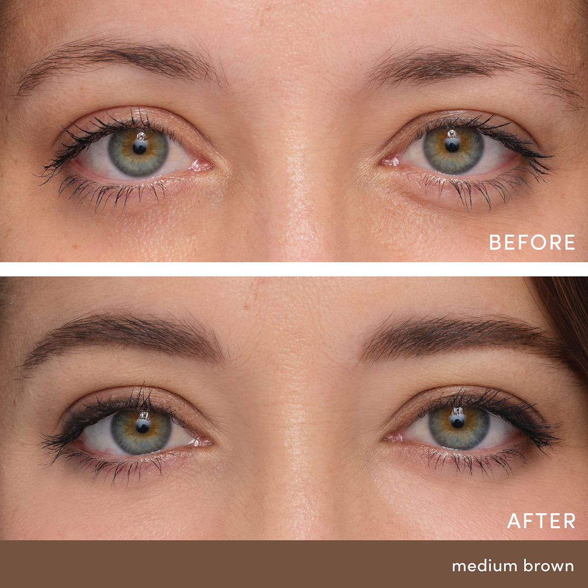 jane iredale PureBrow spoolie detail blending color and grooming hairs for natural finish