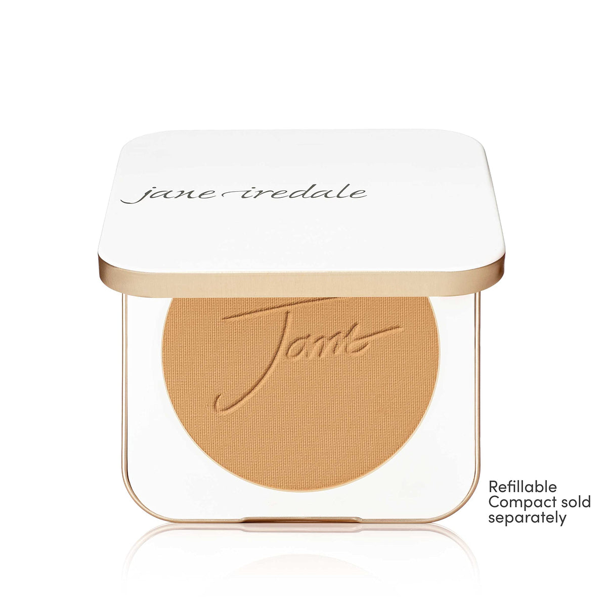 jane iredale brush applying powder on face showing buildable, even coverage benefit