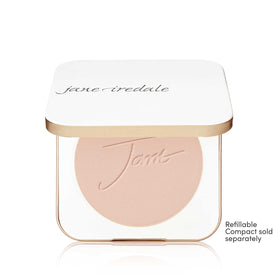 jane iredale refill held in hand illustrating compact size and portability