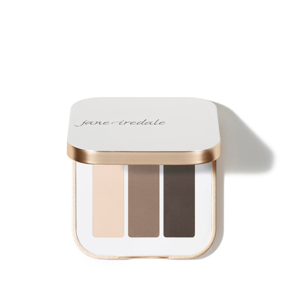 jane iredale open compact showing three Riverstone shades for versatile looks