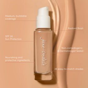 jane iredale before and after face comparison showing blurred texture and radiance benefit