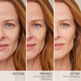 jane iredale split-face before and after showing pore blur benefit visibly smoother skin