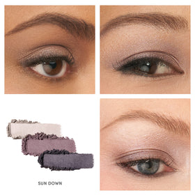 jane iredale swatches of all three Sundown shades demonstrating rich pigments