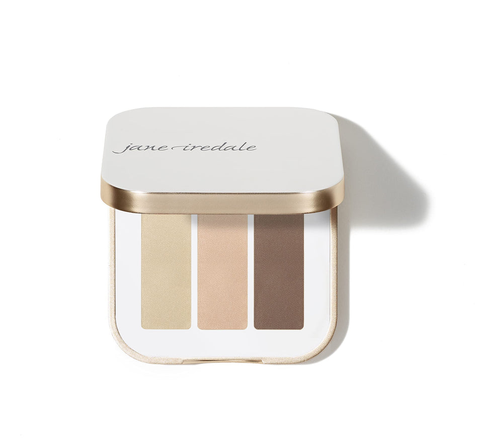 jane iredale compact front view showing three coordinating shadows for quick looks