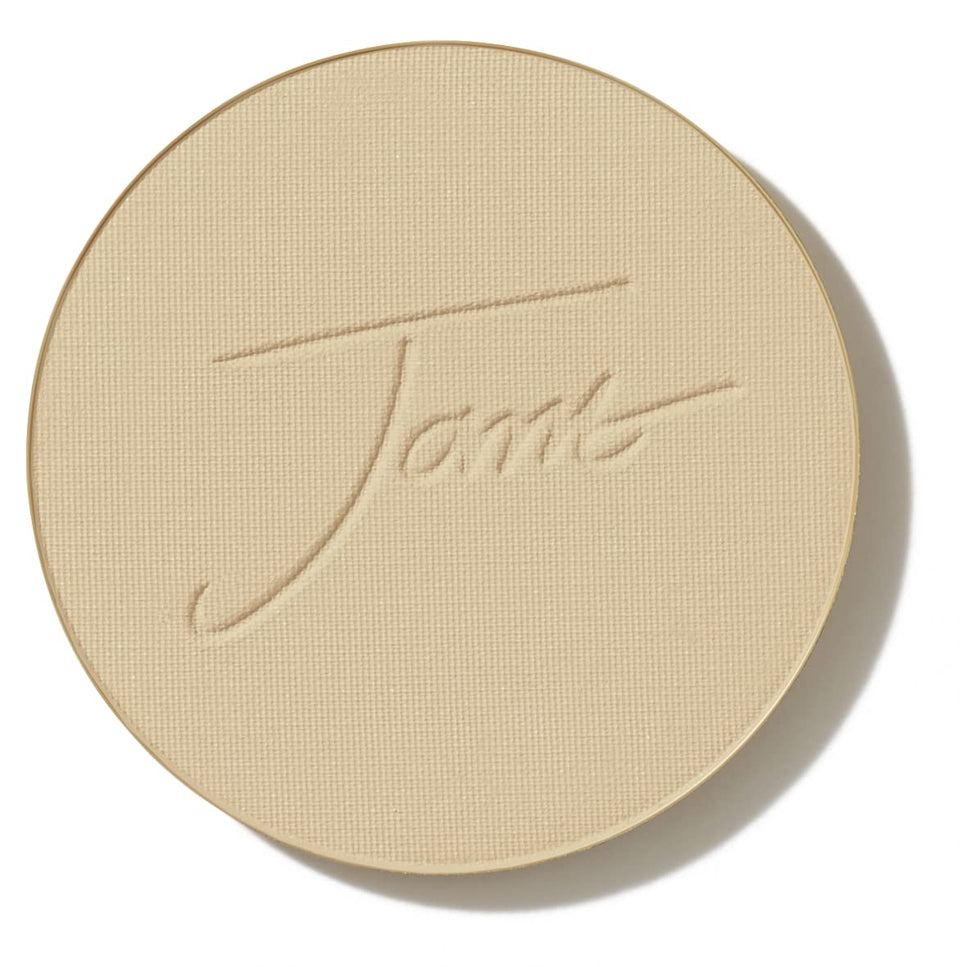 jane iredale front pan showing warm sienna refill and smooth finish benefit