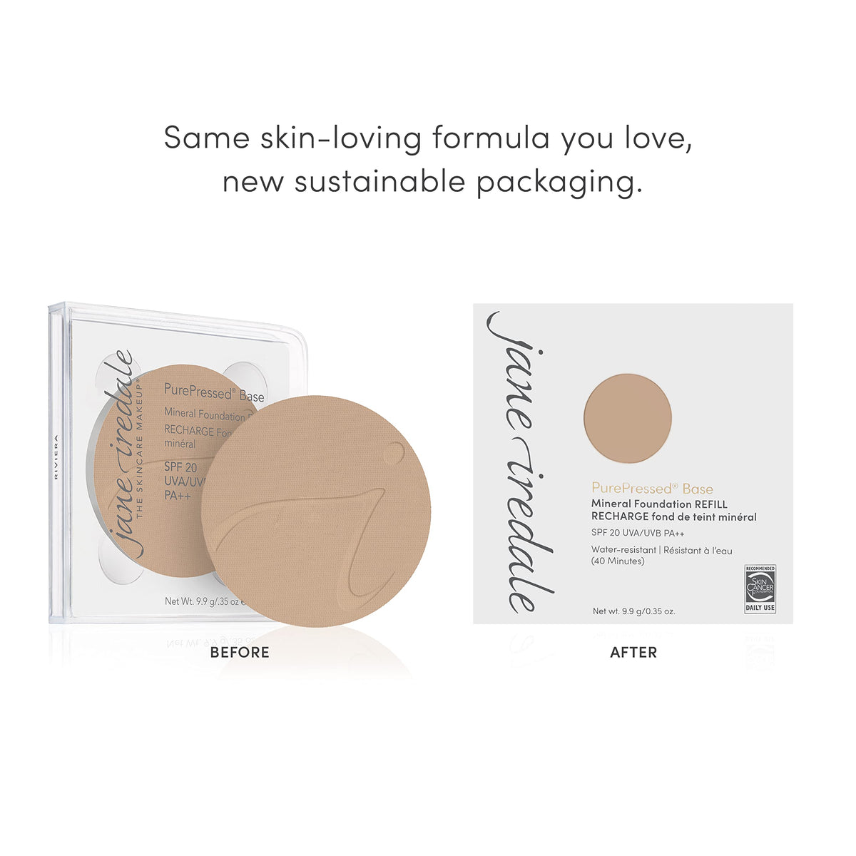 jane iredale ingredients label highlighting antioxidants and reef-safe SPF benefit