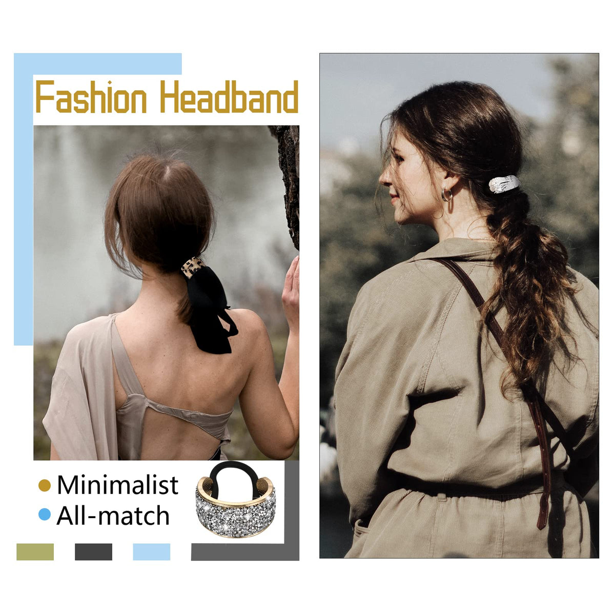Janinka ponytail cuff worn in hair showing neat polished ponytail look