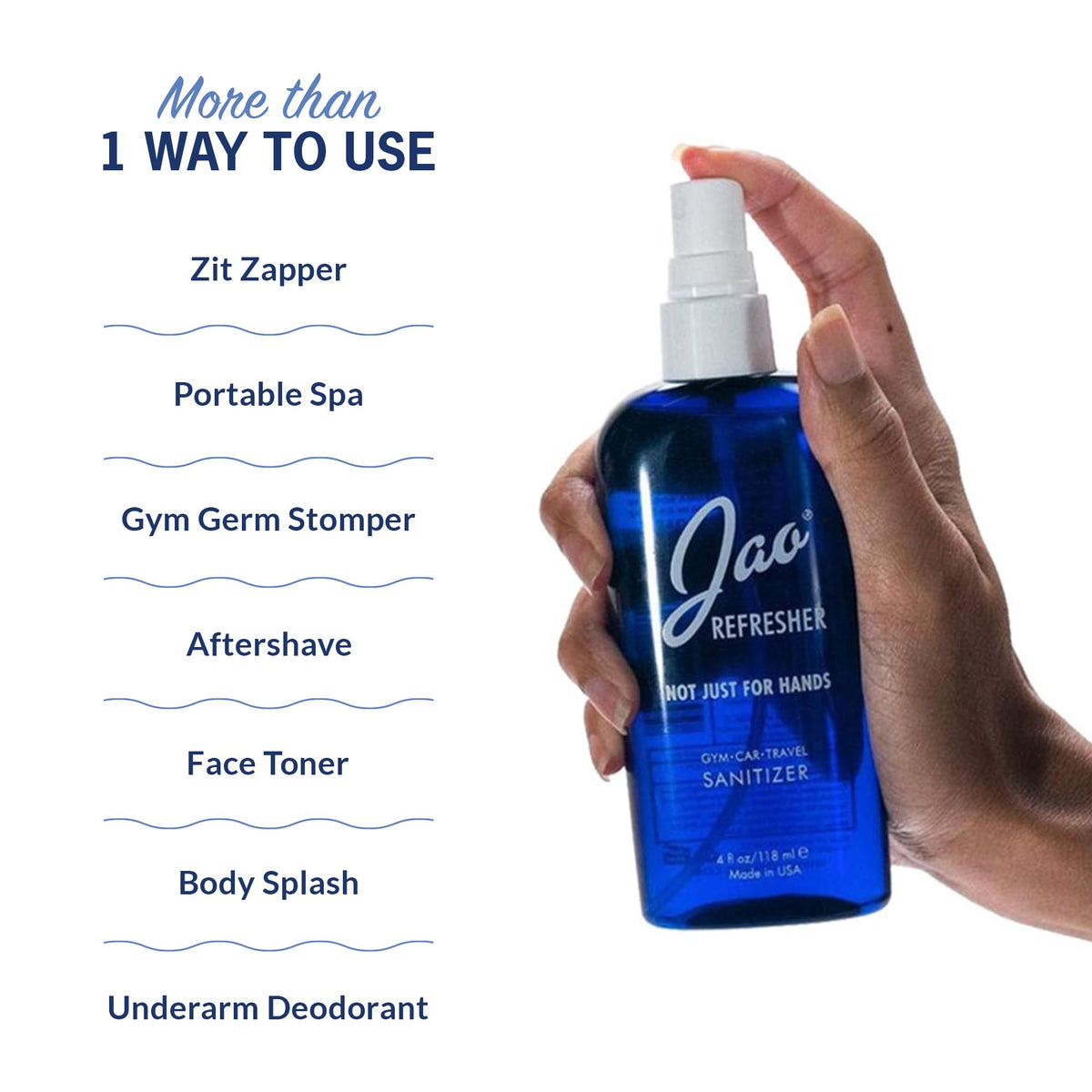 Jao Refresher used as aftershave on face to show soothing cooling benefit