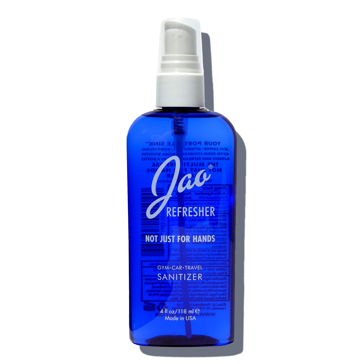 Jao Refresher front packaging showing compact 4 oz bottle and branding benefits