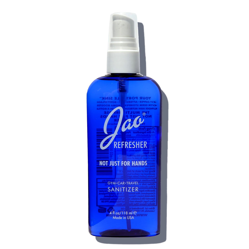 Jao Refresher front packaging showing compact 4 oz bottle and branding benefits