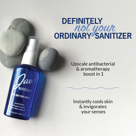 Jao Refresher spray action closeup demonstrating quick hygienic refresh benefit