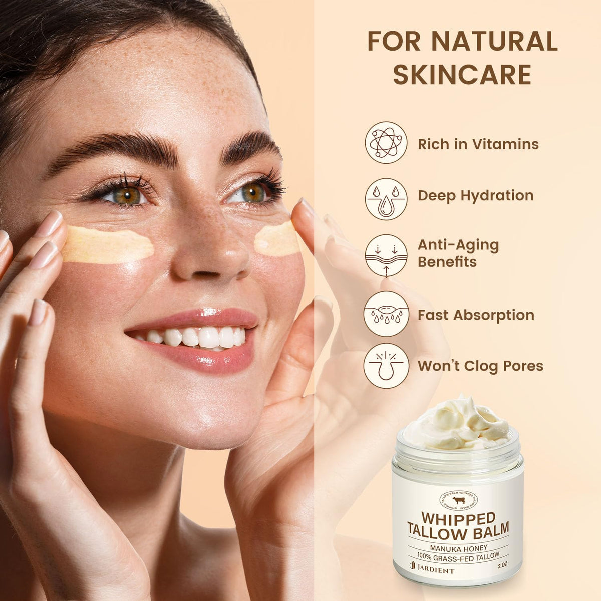 Jardient in use applying balm to face for immediate nourishing effect