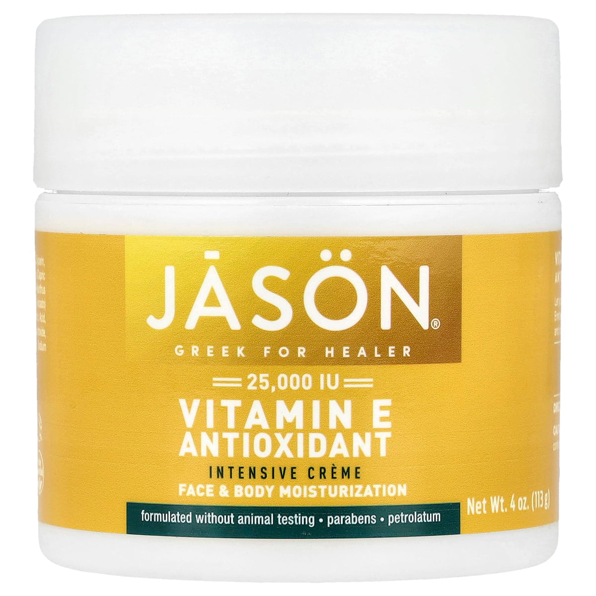 JASON jar front view showing label and size, clear product identity and benefit