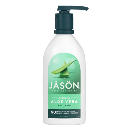 JASON front packaging showing full 30 fl oz bottle and calming aloe scent benefit