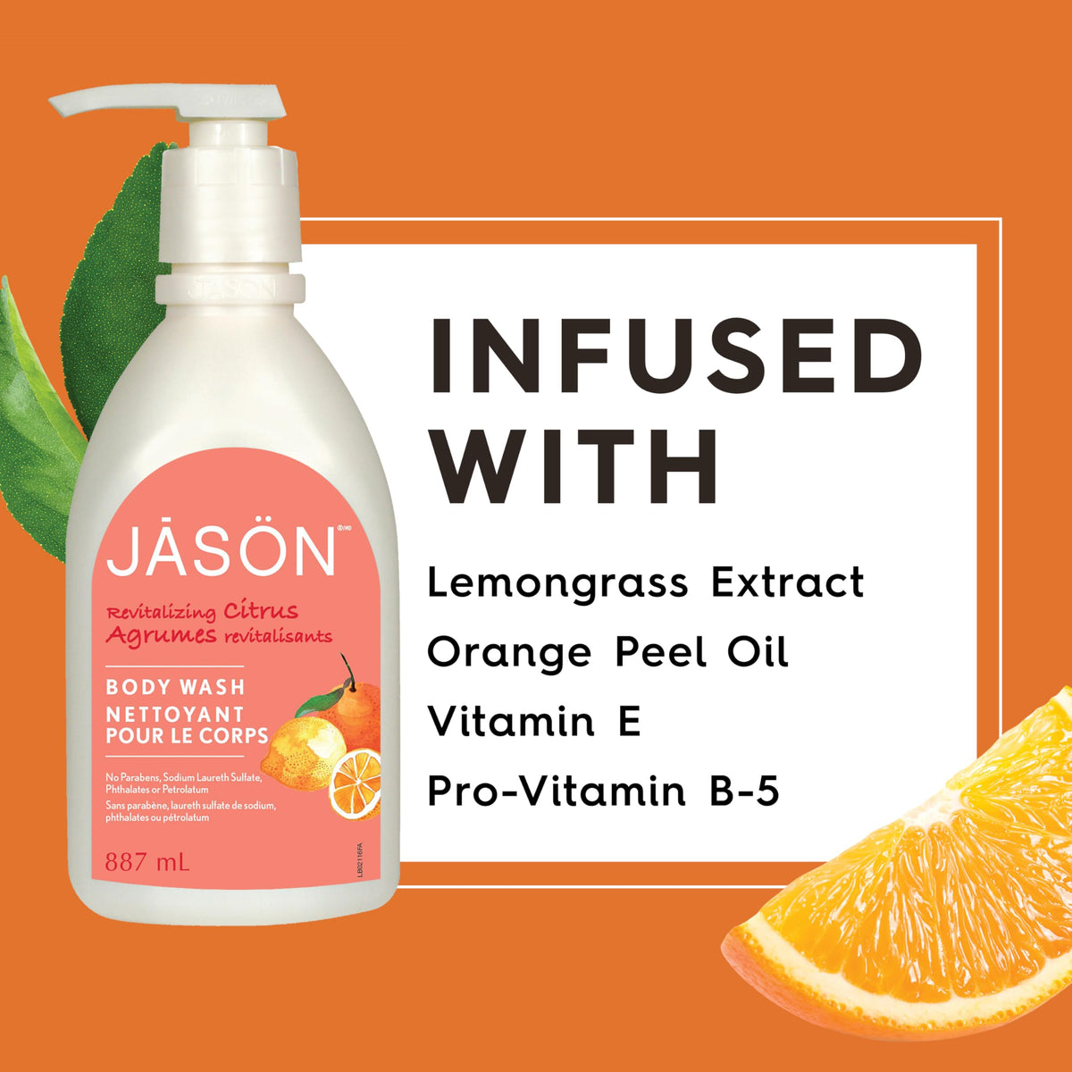 JASON citrus label detail focusing on product information and clear ingredient panel