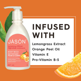 JASON citrus label detail focusing on product information and clear ingredient panel