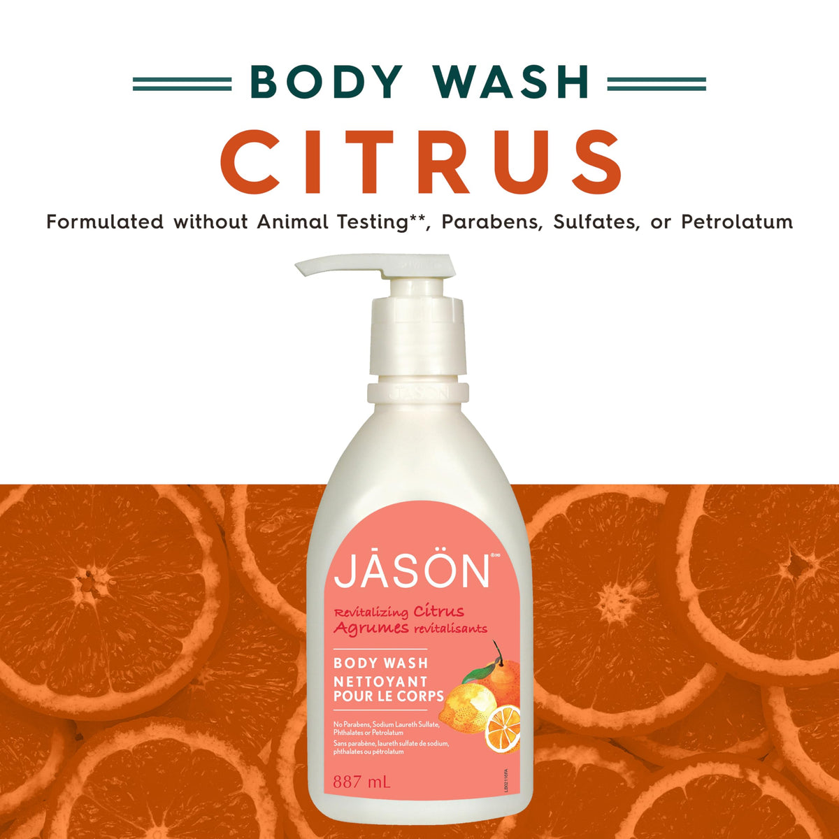 JASON citrus pump closeup demonstrating easy dispensing and quick bathroom access