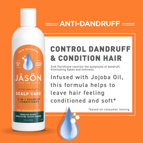 JASON label close-up highlighting pyrithione zinc and natural extracts benefits