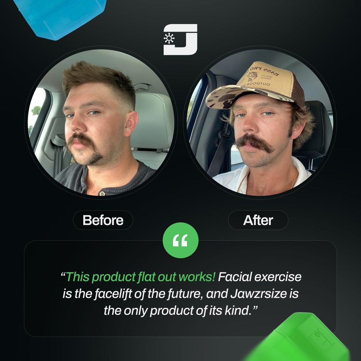 Jawzrsize in-mouth usage demonstration promoting hands-free facial workout