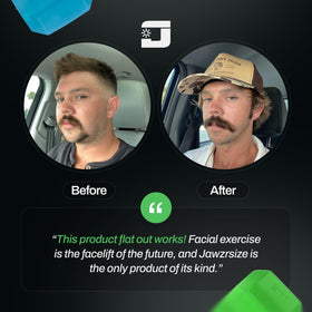 Jawzrsize in-mouth usage demonstration promoting hands-free facial workout