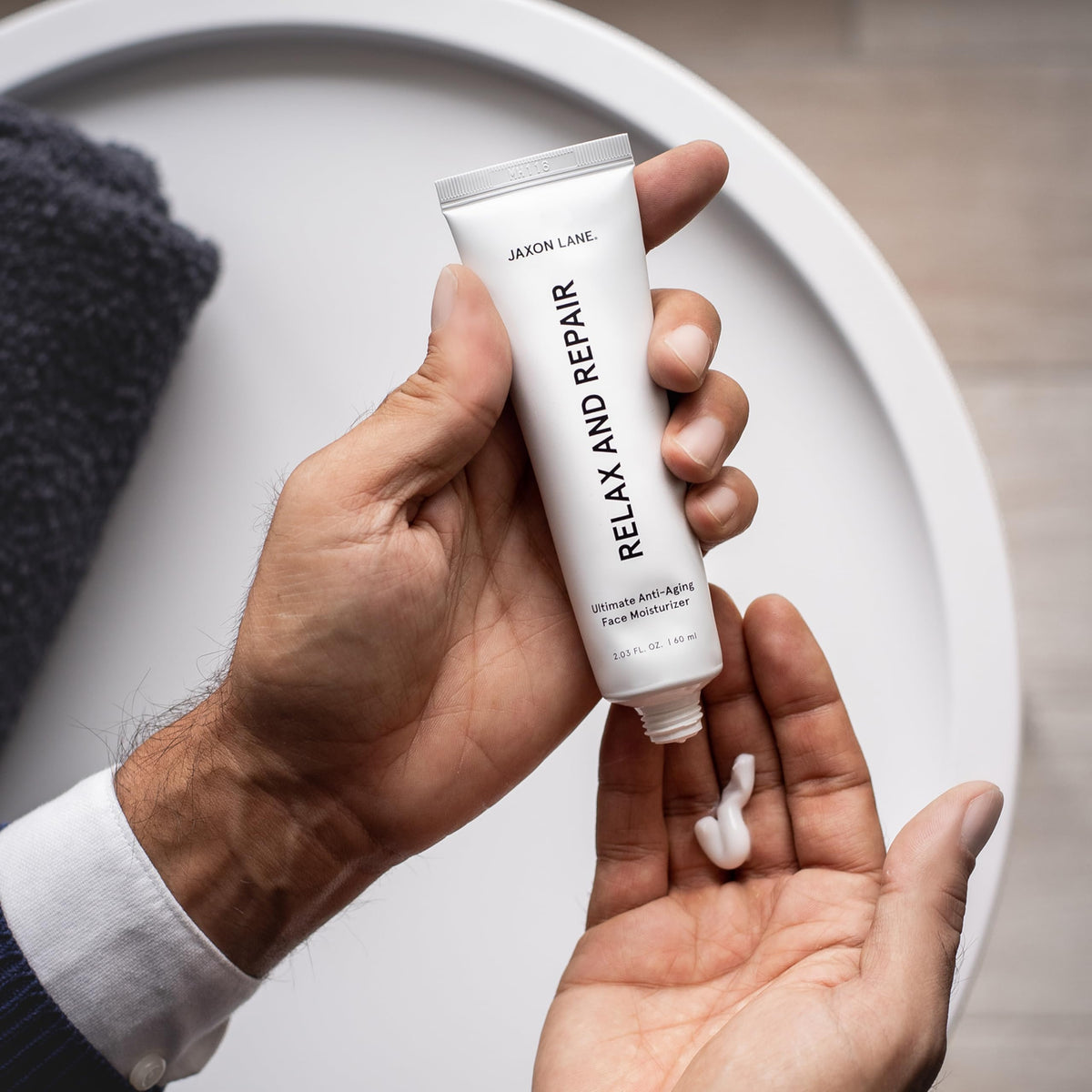 JAXON LANE applied after shaving to soothe skin and reduce redness