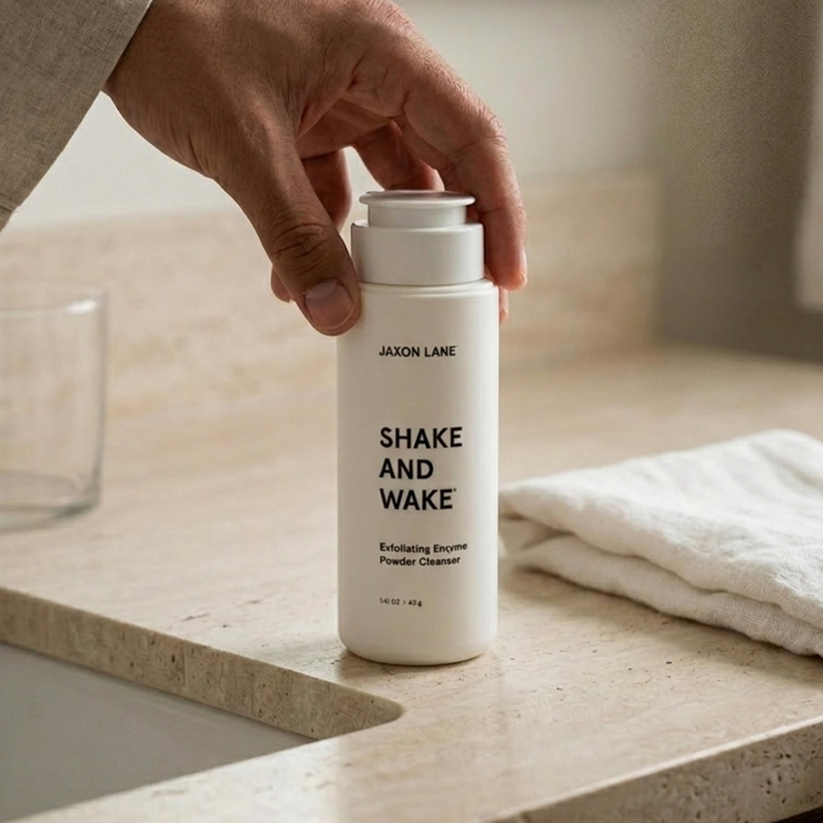 JAXON LANE foam in hand demonstrating easy water activation benefit