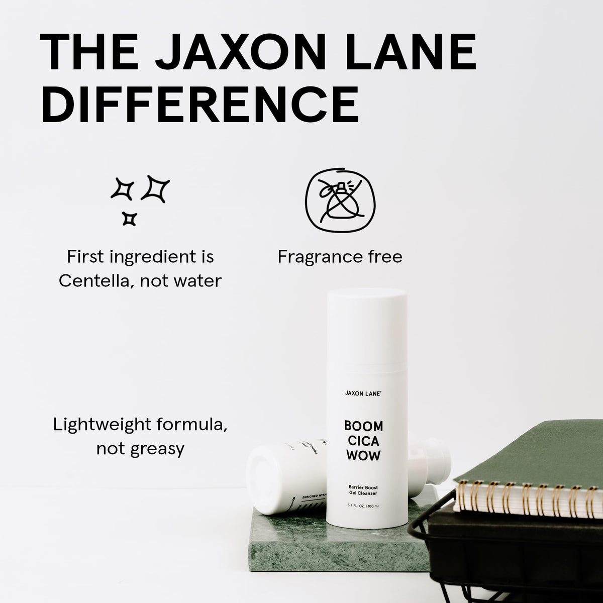 JAXON LANE clear gel on hand demonstrating lightweight hydration benefit