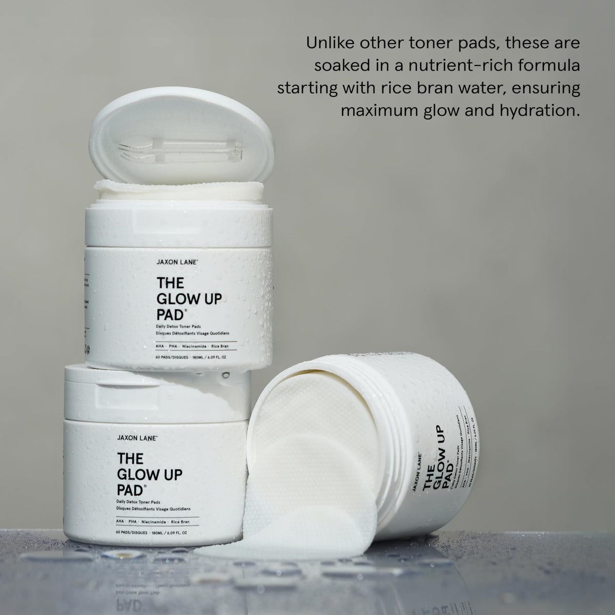 JAXON LANE open jar with stacked pads ready for use