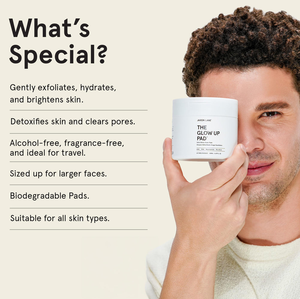 JAXON LANE pad saturated in toner solution for even delivery