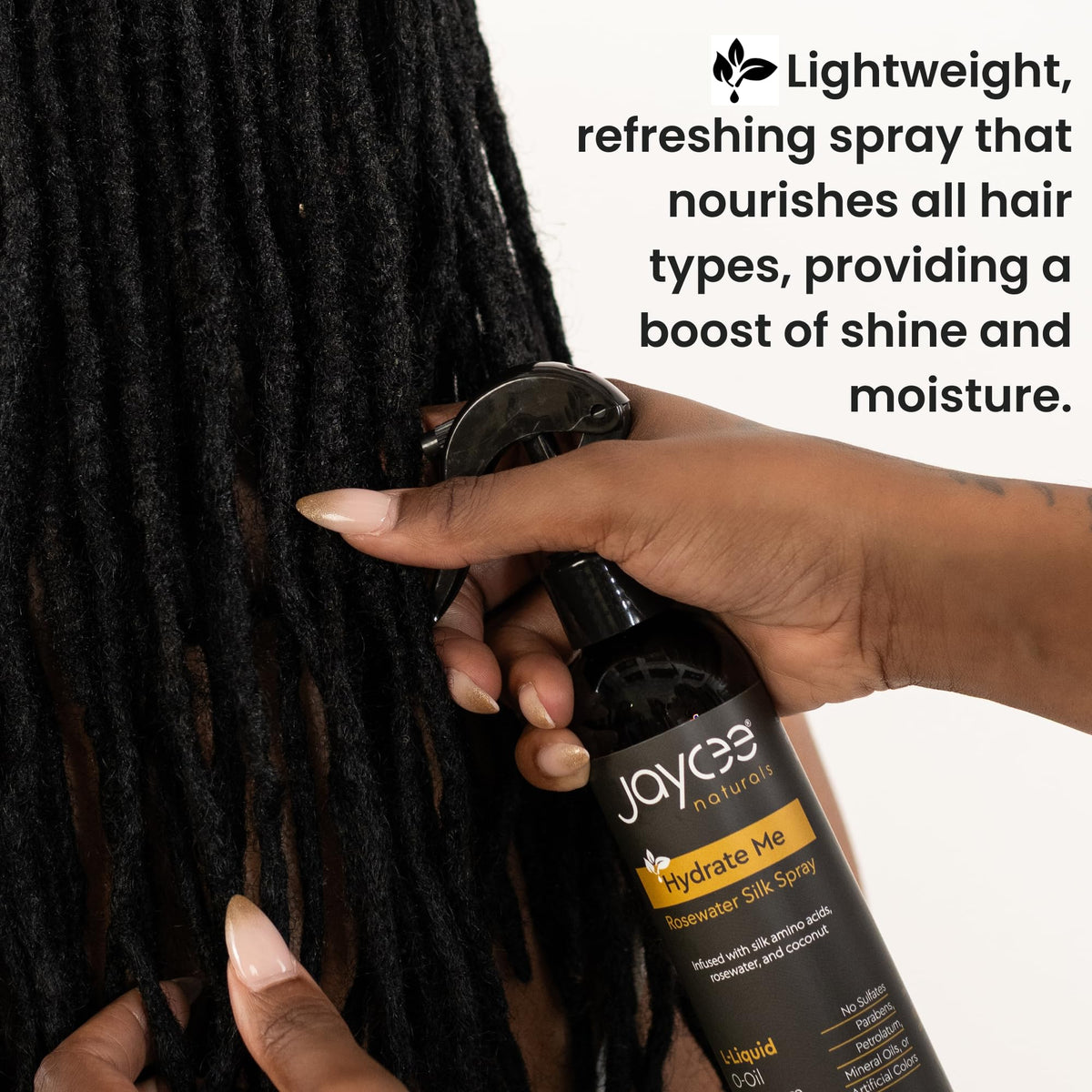 Jaycee Naturals lightweight oil droplet on palm locking in moisture