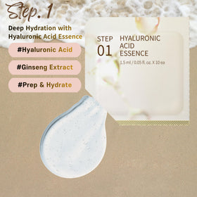 JAYJUN ingredient display with hyaluronic acid, marine collagen, ginseng benefits