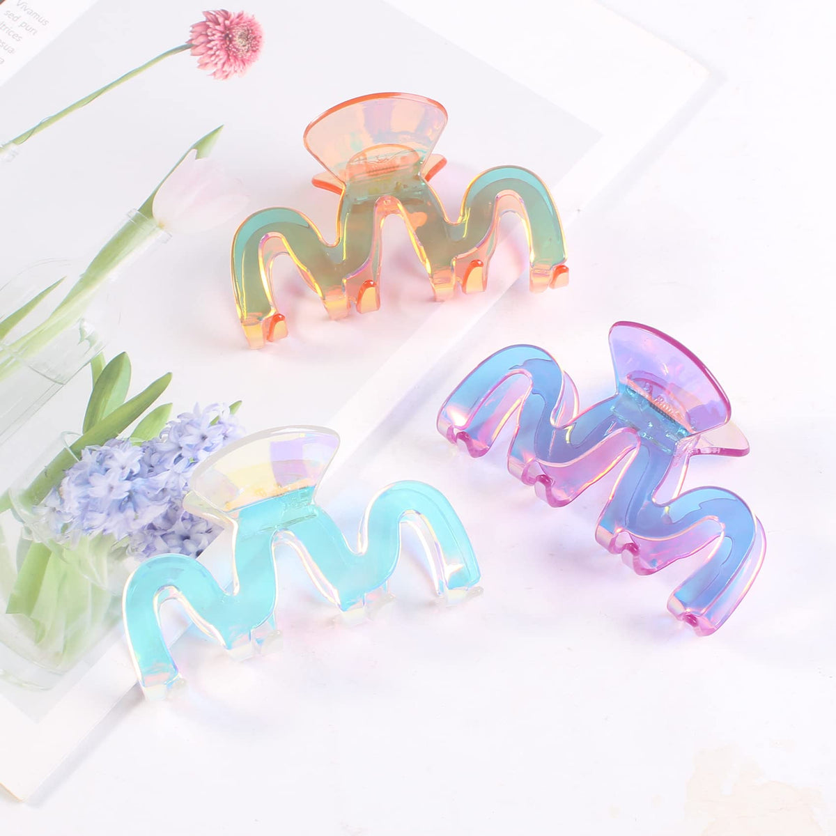 Jayongnee orange clip reflecting holographic finish for eye-catching color play