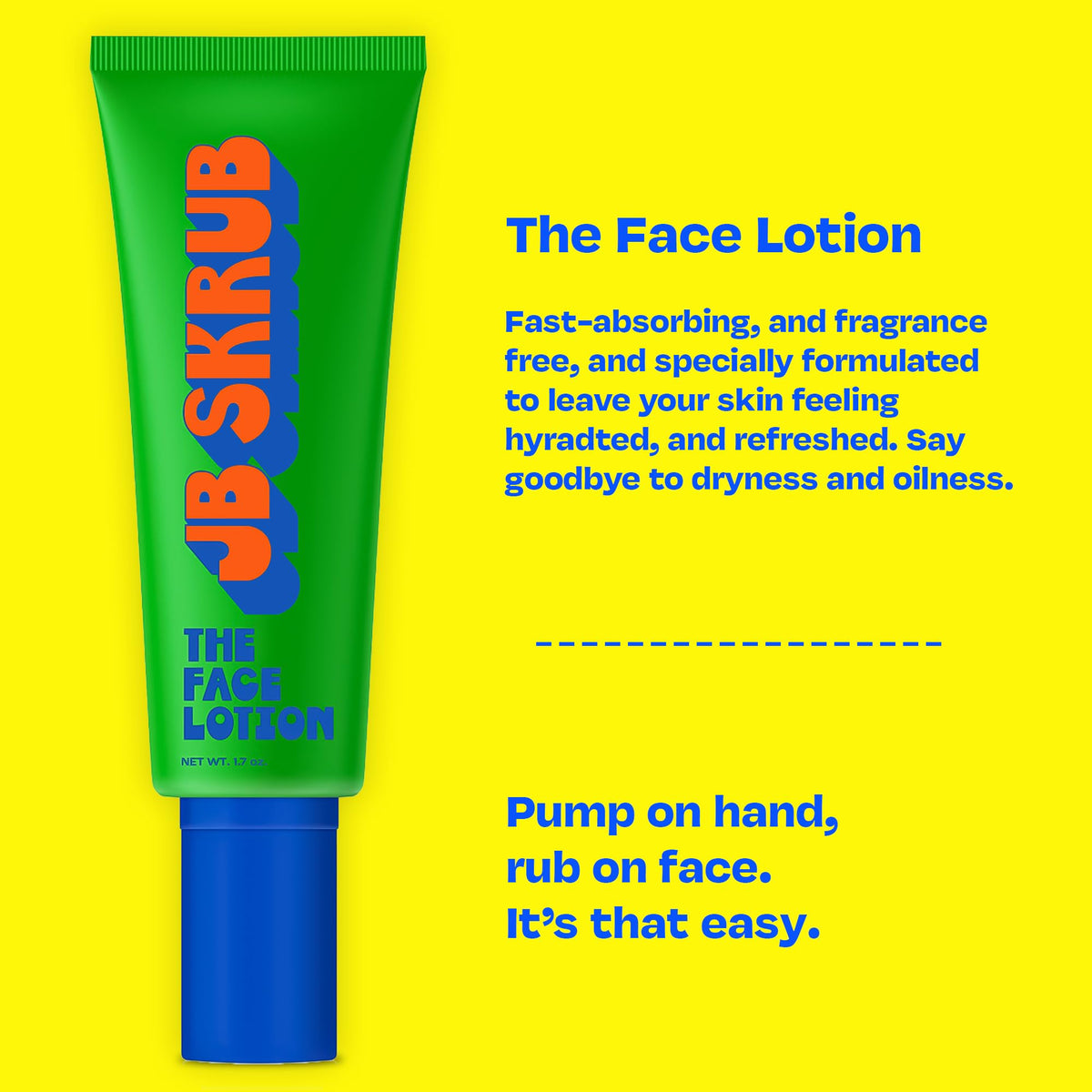 JB SKRUB lotion on hand absorbing quickly without greasiness