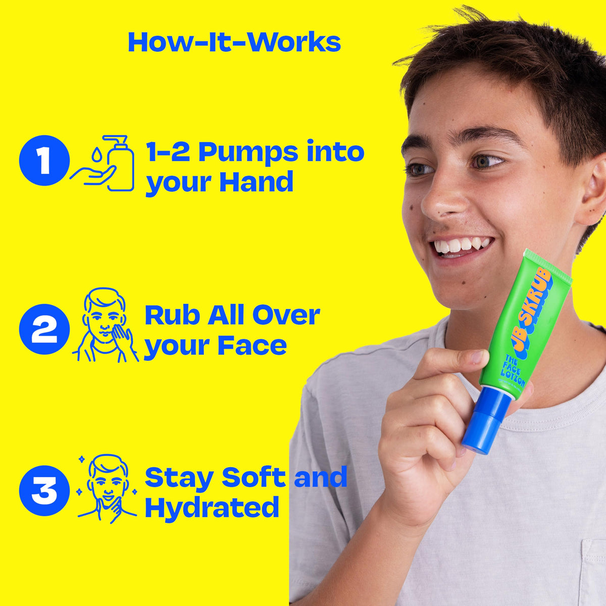 JB SKRUB teen applying lotion after screen use for protection