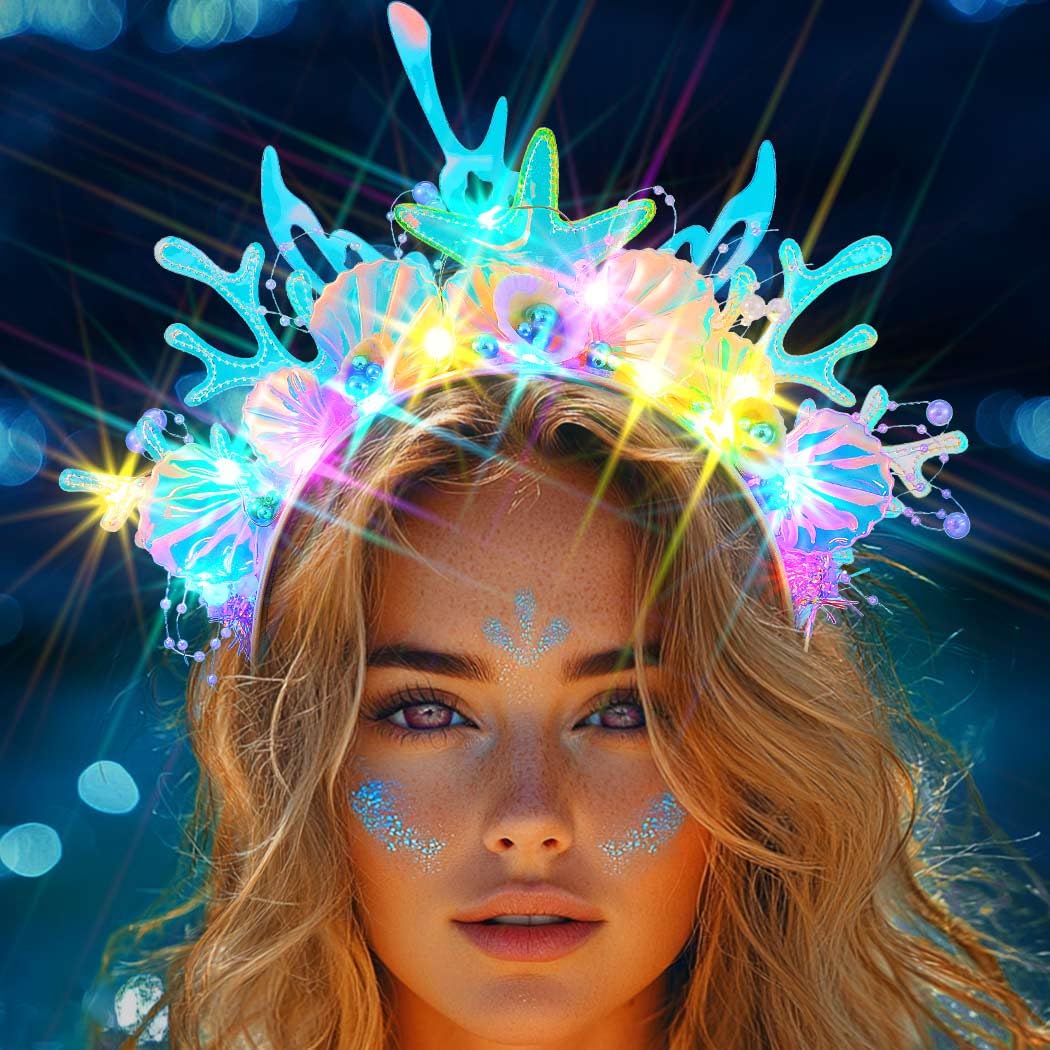 JEAIRTS headband worn on model showcasing comfortable fit and festive glow
