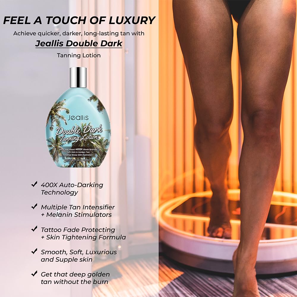 jeallis applied in tanning bed demonstrating even coverage benefit
