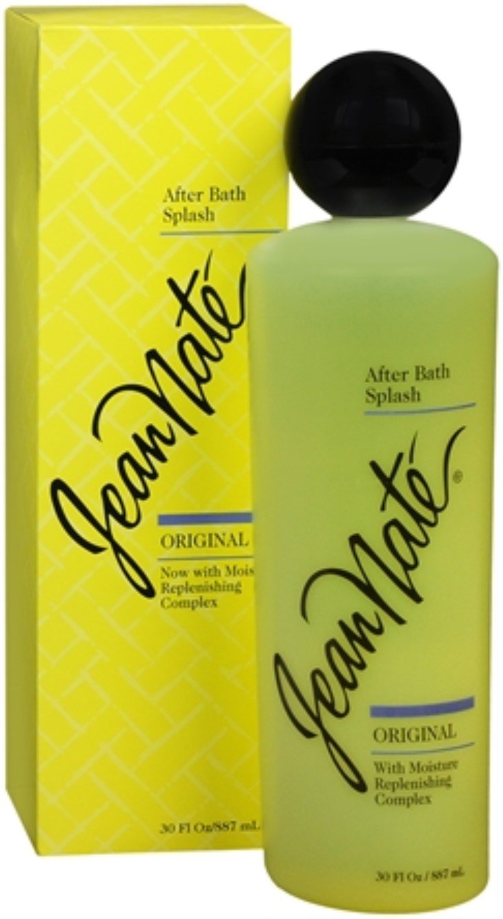 Jean Nate front label showing bottle and refreshing citrus scent benefit