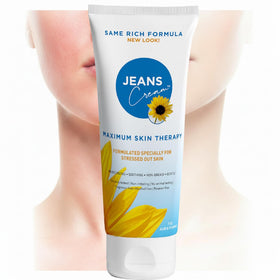 Jeans Cream front jar showing label and 7 oz size, brand comfort