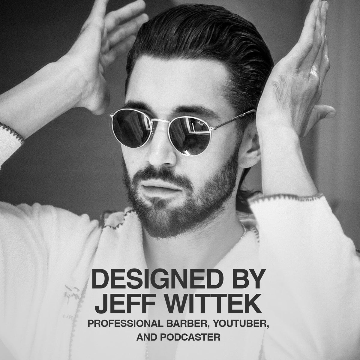 Jeff's Barbershop application on hands demonstrating easy dosing and detangling