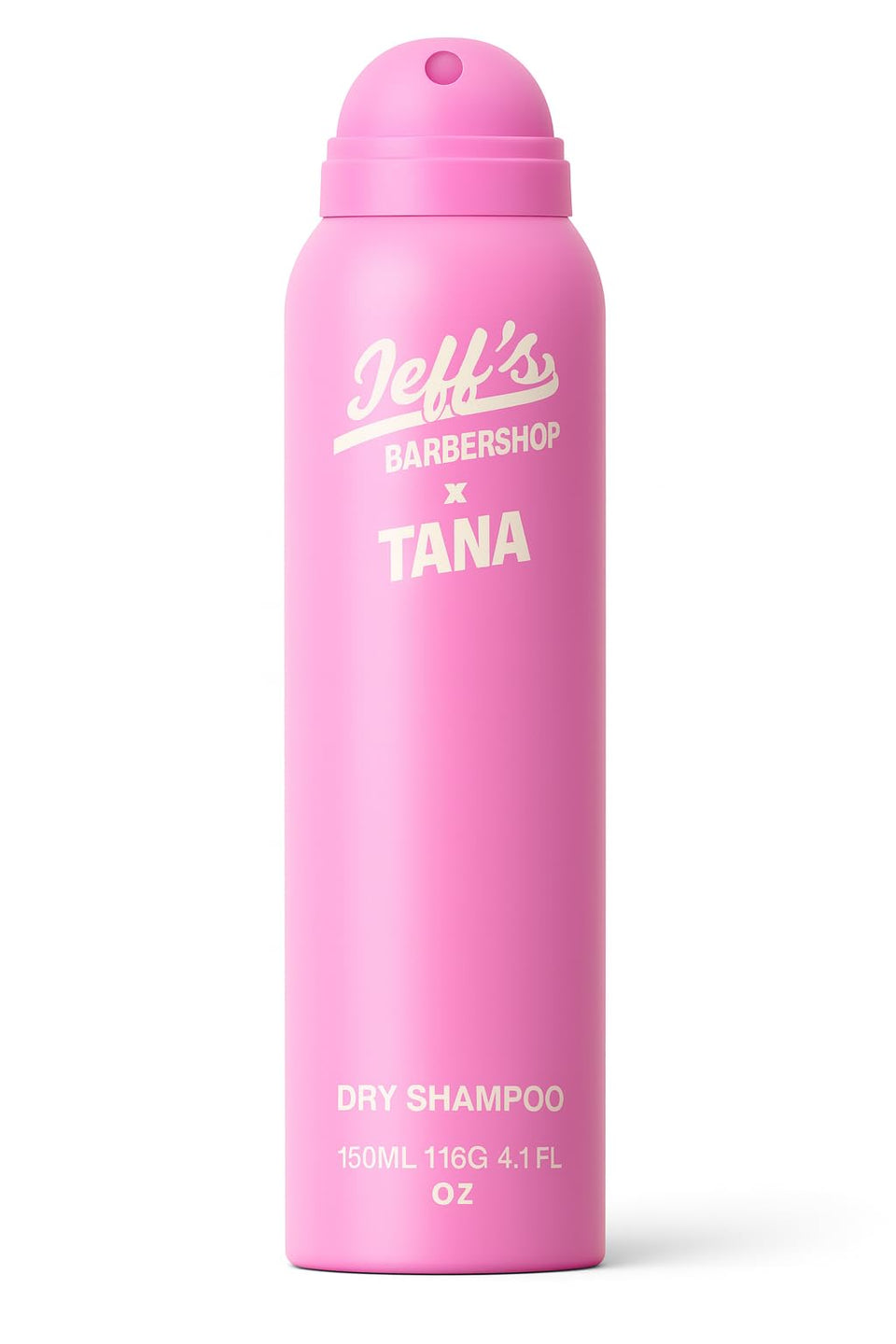Jeff's Barbershop bottle front packaging showing clear dry shampoo benefits