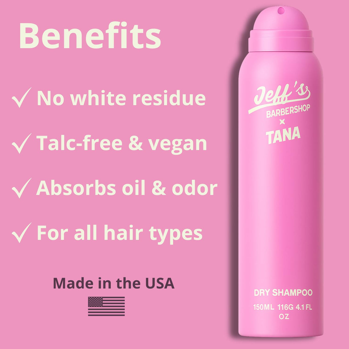 Jeff's Barbershop size comparison showing 4.1 fl oz travel-friendly bottle