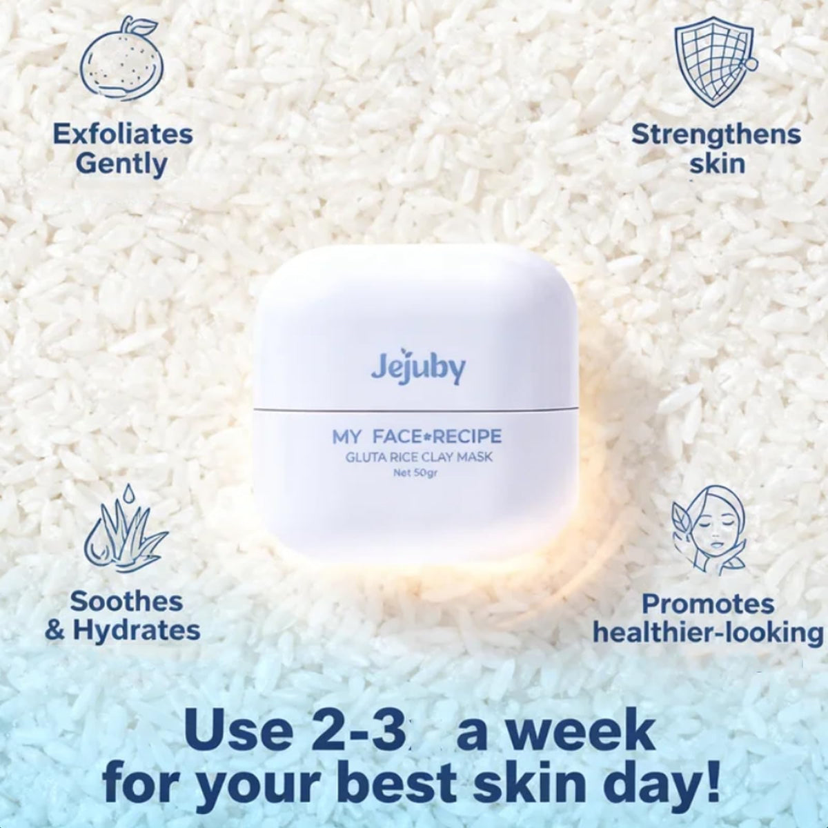 jejuby open jar revealing creamy mask for easy application