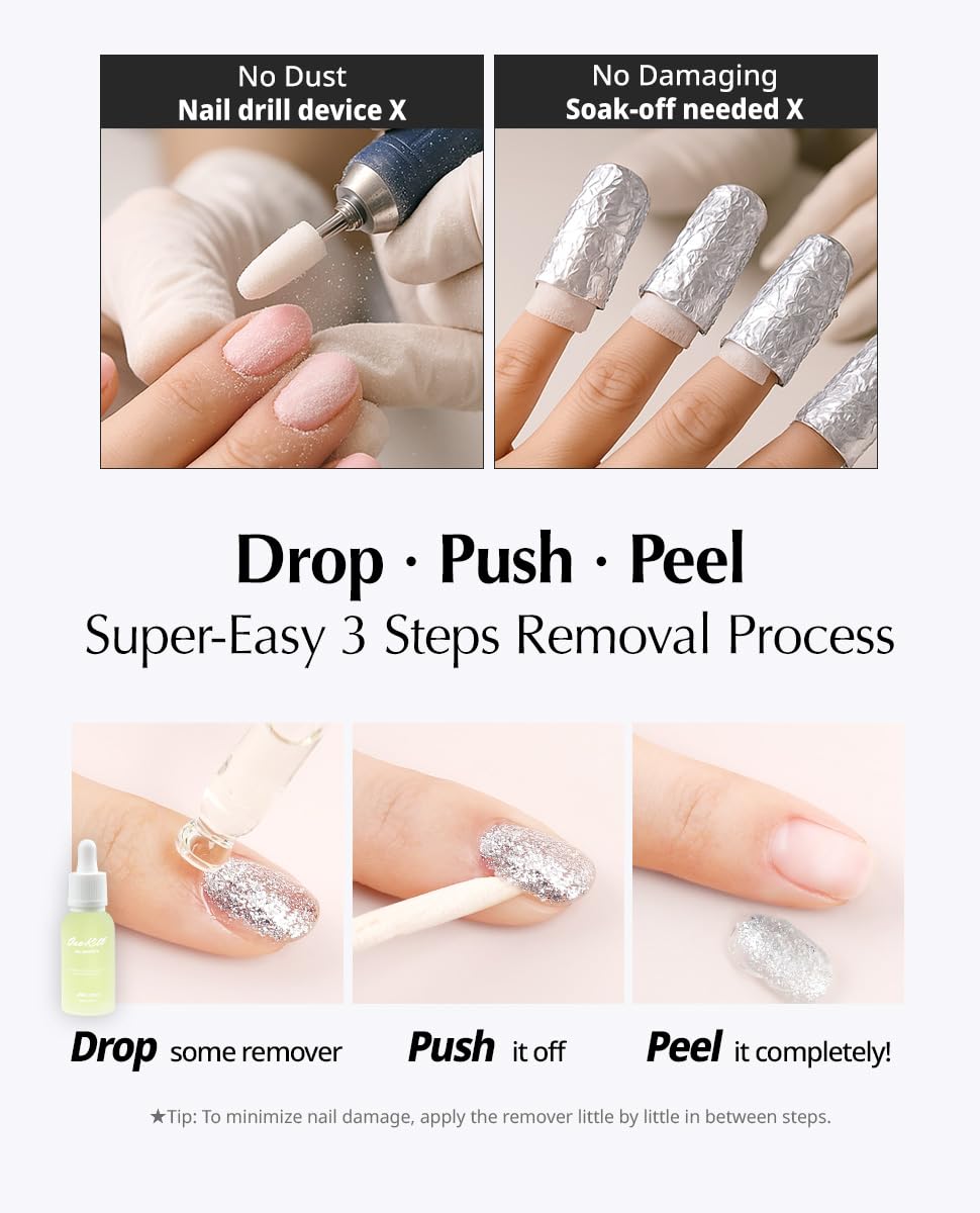 JelloJello OneKillGelRemover bottle detail showing quick-softening action
